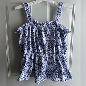 Floral Blue and White Women's Top